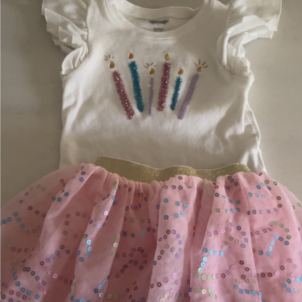 Mud Pie Pink Dance Matching Set with Tulle Skirt